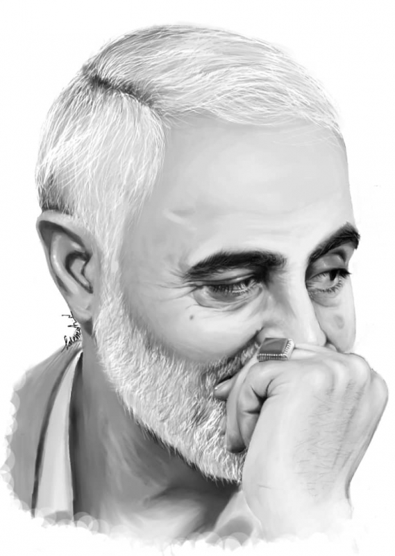 سردار قاسم سلیمانی - نقاشی دیجیتال - فاطمه نیکنام لاله